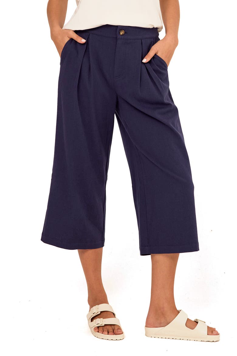 Mikki Pleated Stretch Twill Crop Pants, Main, color, STARGAZER