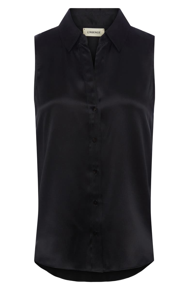 L'AGENCE Emmy Sleeveless Silk Blouse, Alternate, color, Black