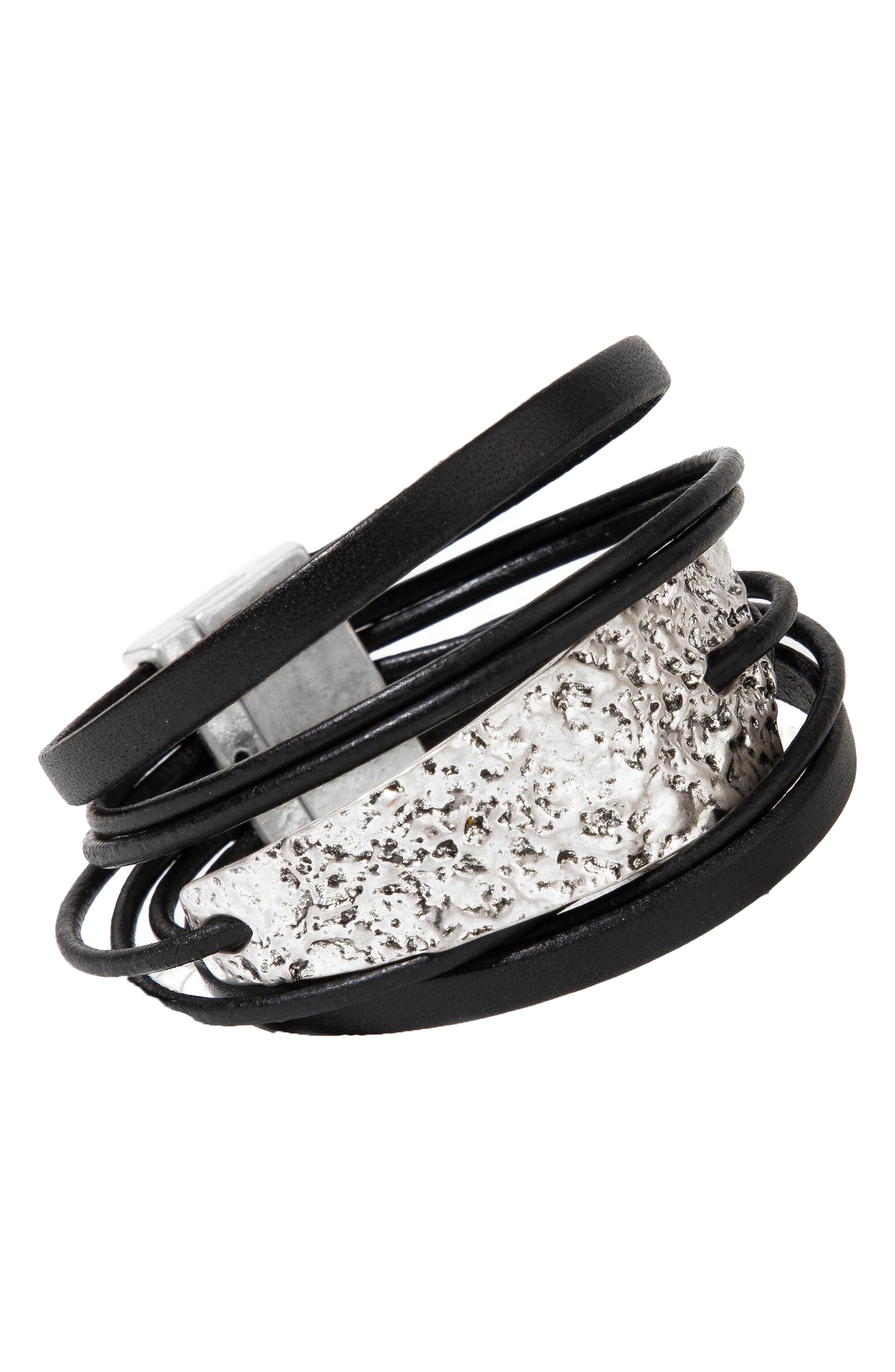 SAACHI Absolute Zero Metal & Leather Bracelet