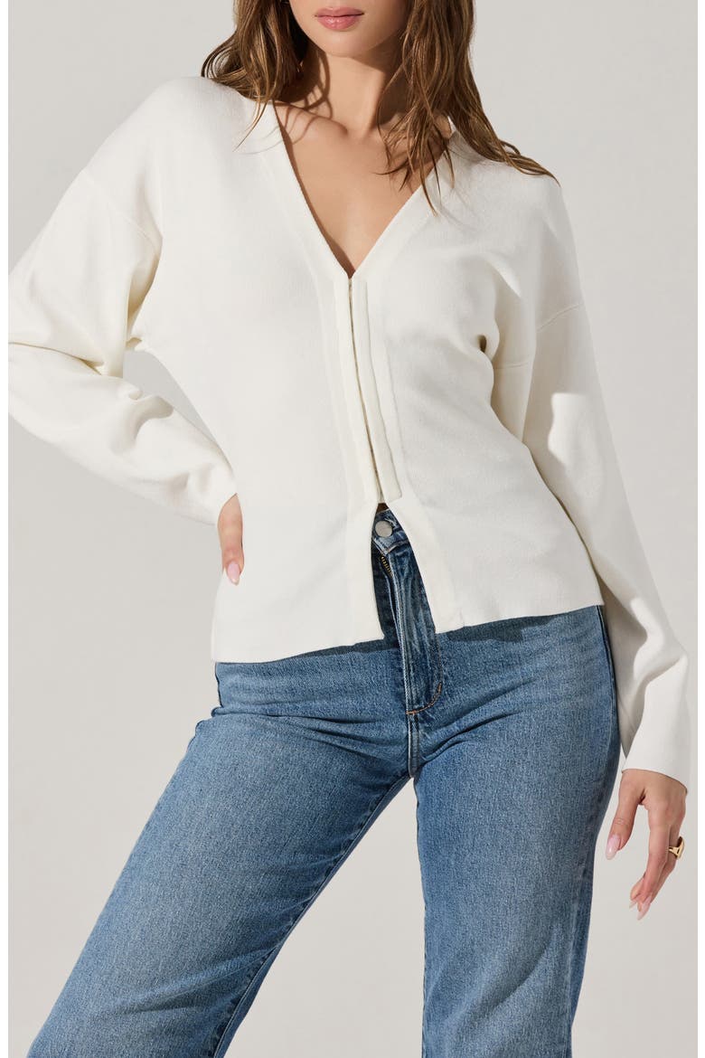 Hook Closure Cardigan, Main, color, WHITE