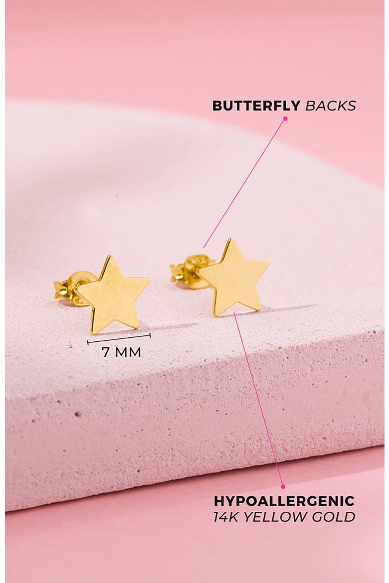 14k Polished Star Little Earrings, Alternate, color, Gold