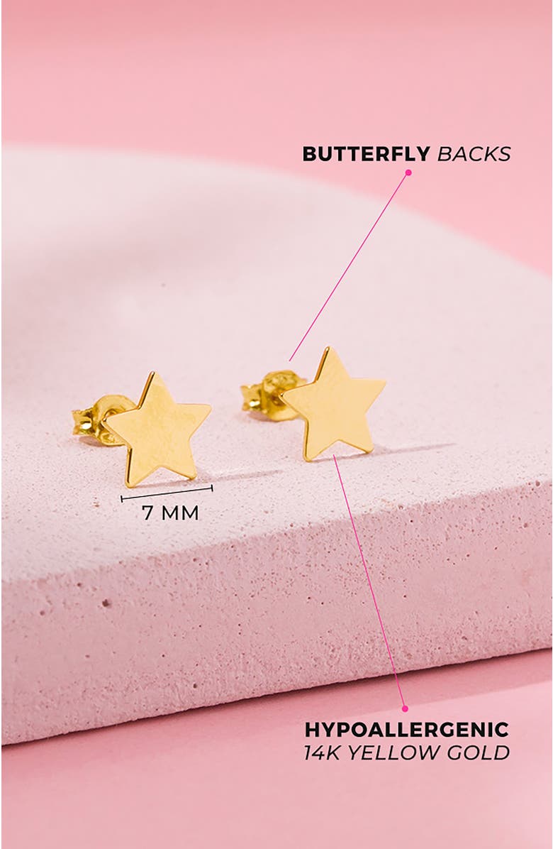 In Season Jewelry 14k Polished Star Little Earrings, Alternate, color, Gold