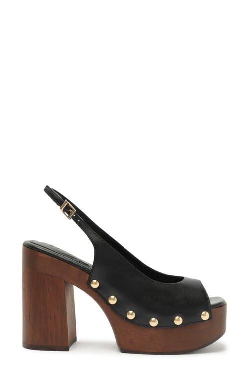 Schutz Rose Leather Platform Slingback Peep-toe Sandals In Black