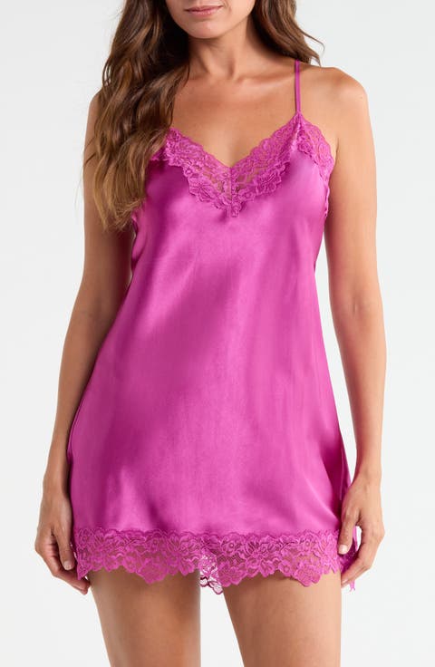 Paulina Lace Trim Satin Chemise