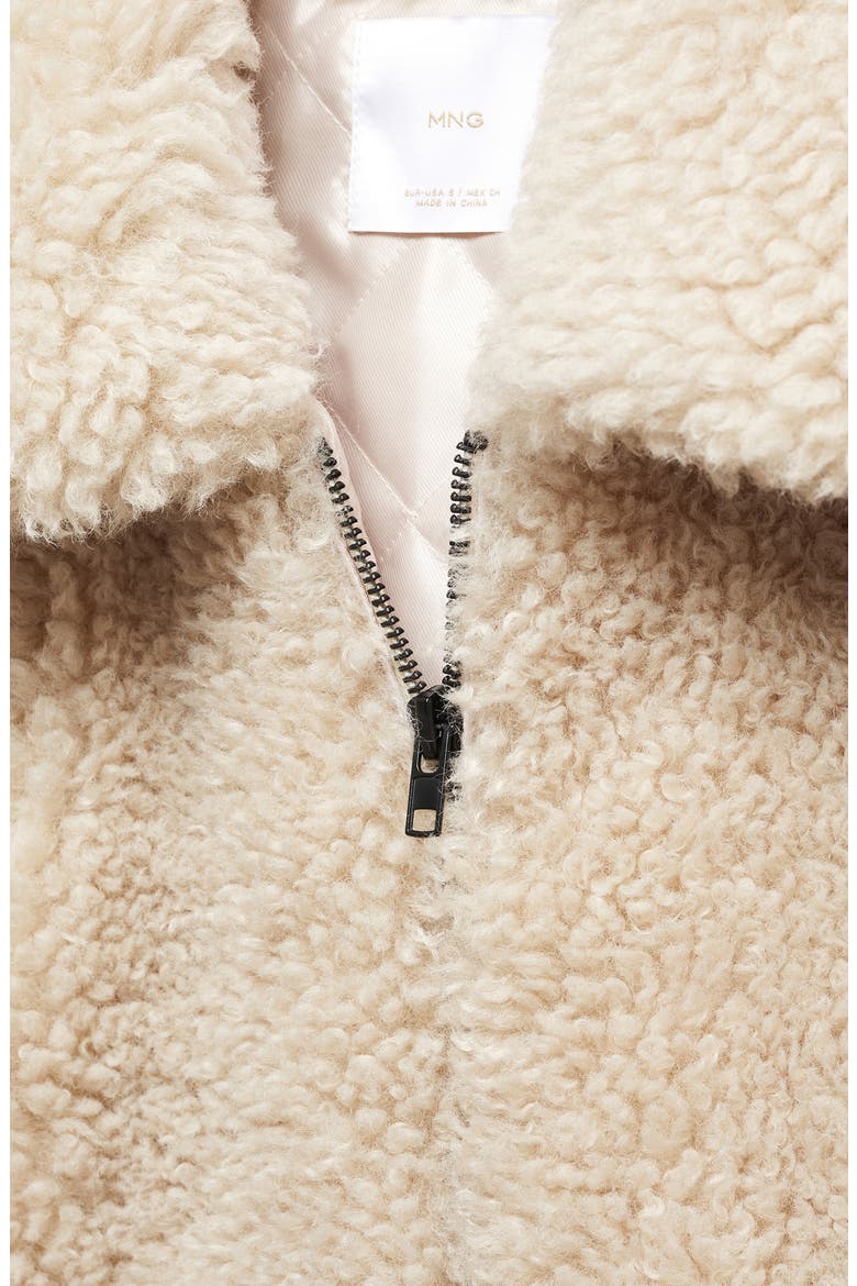 Faux Shearling Crop Aviator Jacket, Alternate, color, ECRU