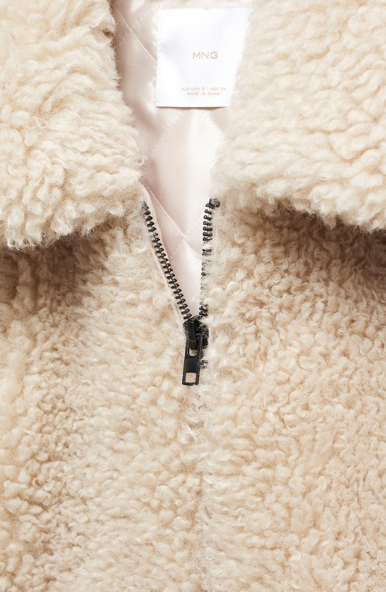 MANGO Faux Shearling Crop Aviator Jacket, Alternate, color, 