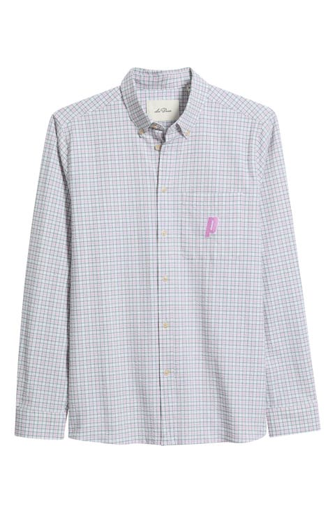 x Prince Check Cotton Seersucker Button-Down Shirt