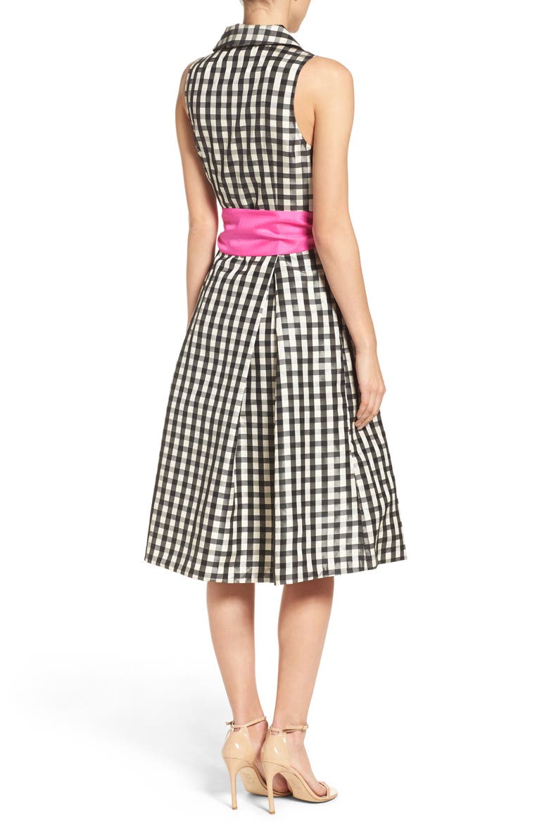 Fit & Flare Shirtdress, Alternate, color, TAUPE/ BLACK