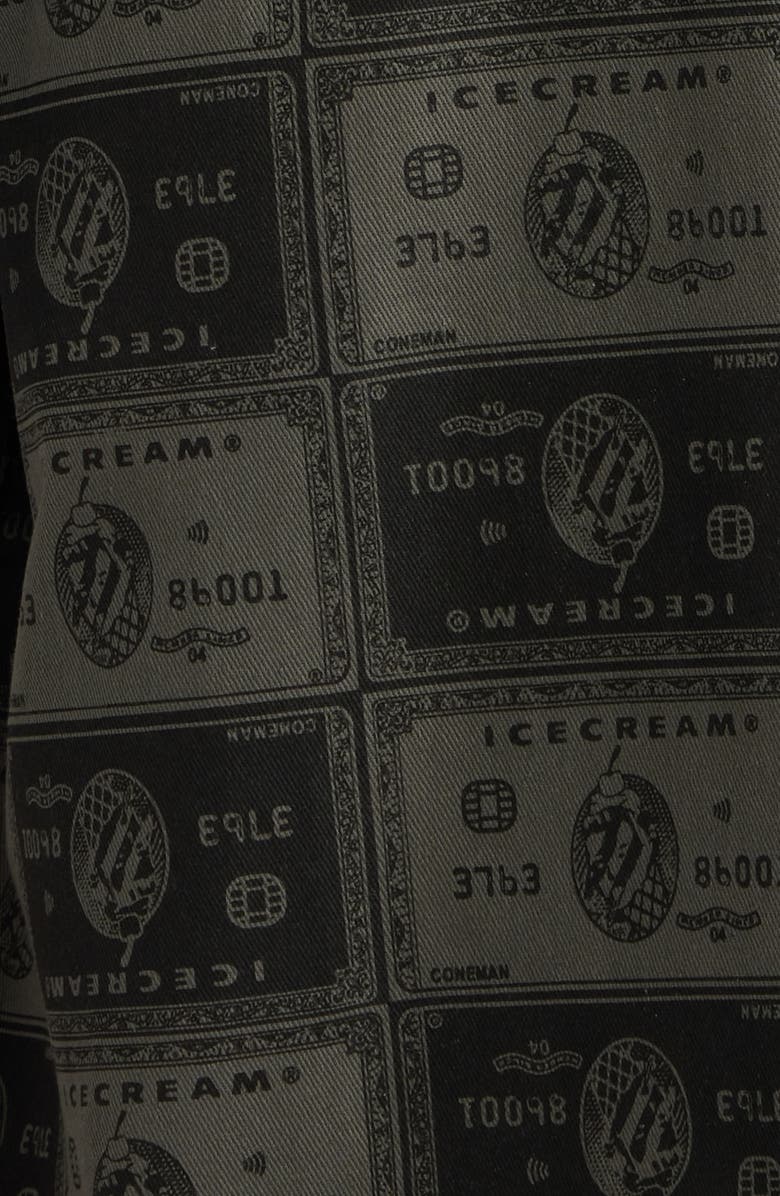 ICECREAM Black Card Graphic Camp Shirt, Alternate, color, Dark Gull Grey