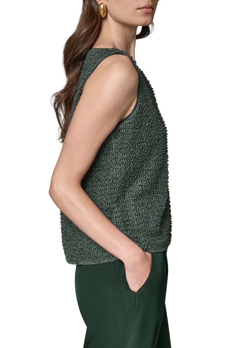Boat Neck Metallic Beaded Tank, Alternate, color, BLK FOREST