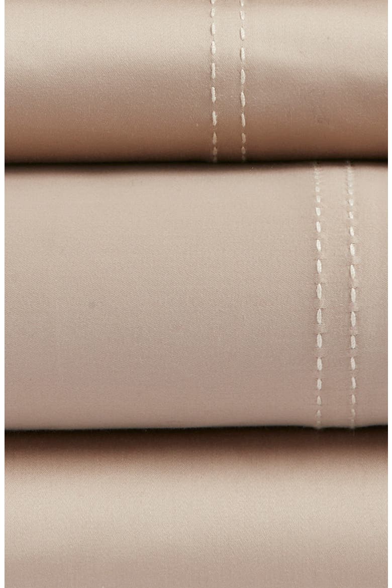 400 Thread Count Organic Cotton Sateen Sheet Set, Alternate, color, TAN THREAD