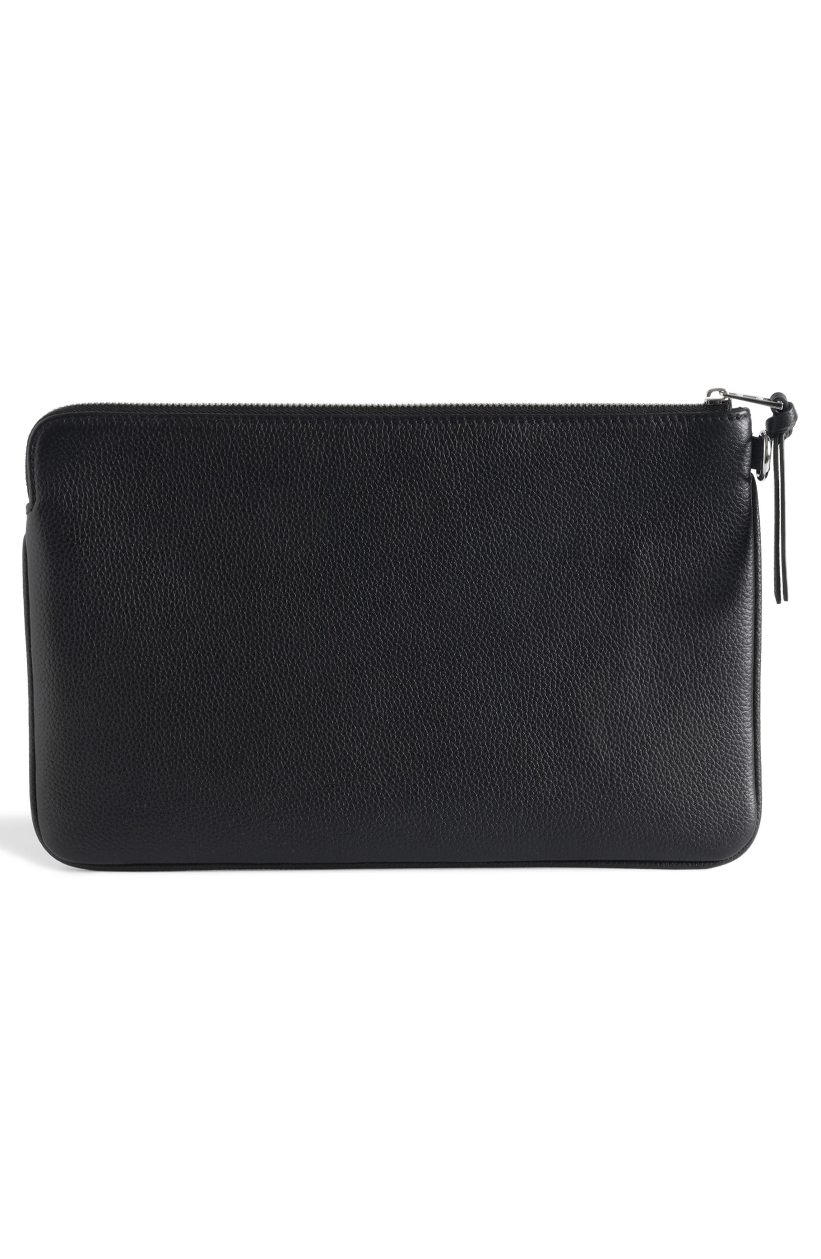Zadig & Voltaire Angel Leather Clutch, Alternate, color, Black