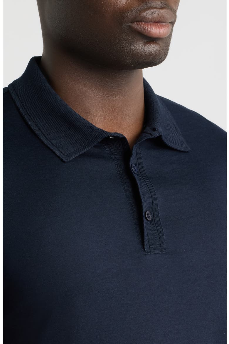 Silk & Cotton Long Sleeve Polo, Alternate, color, NAVY