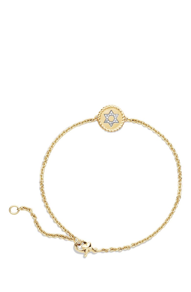 David Yurman 'Cable Collectibles' Cable Pavé Star of David Charm Bracelet with Diamonds in Gold, Alternate, color, 