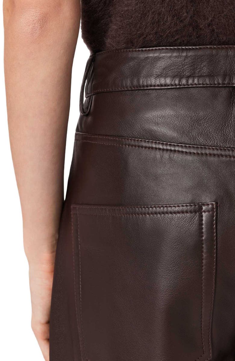 AllSaints Jett Barrel Leg Leather Pants, Alternate, color, Bitter Brown