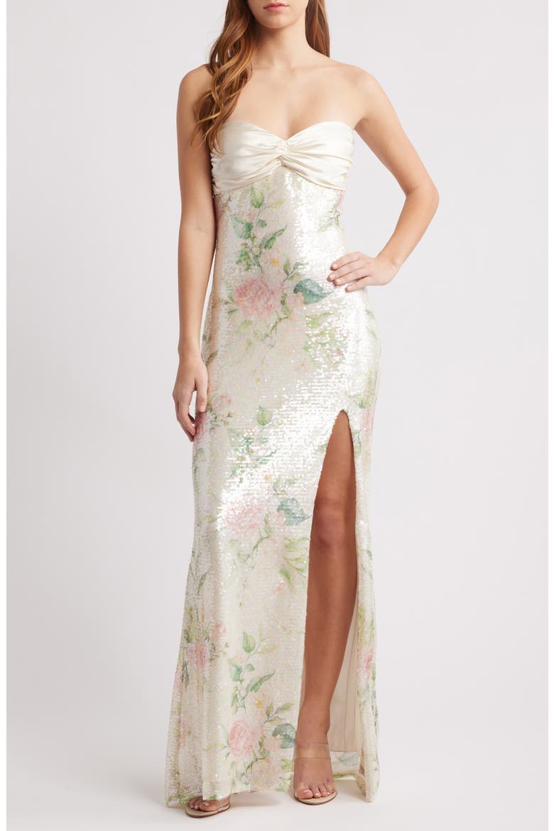 city studios strapless sequin dress City Studios Strapless Sequin Dress in Natural