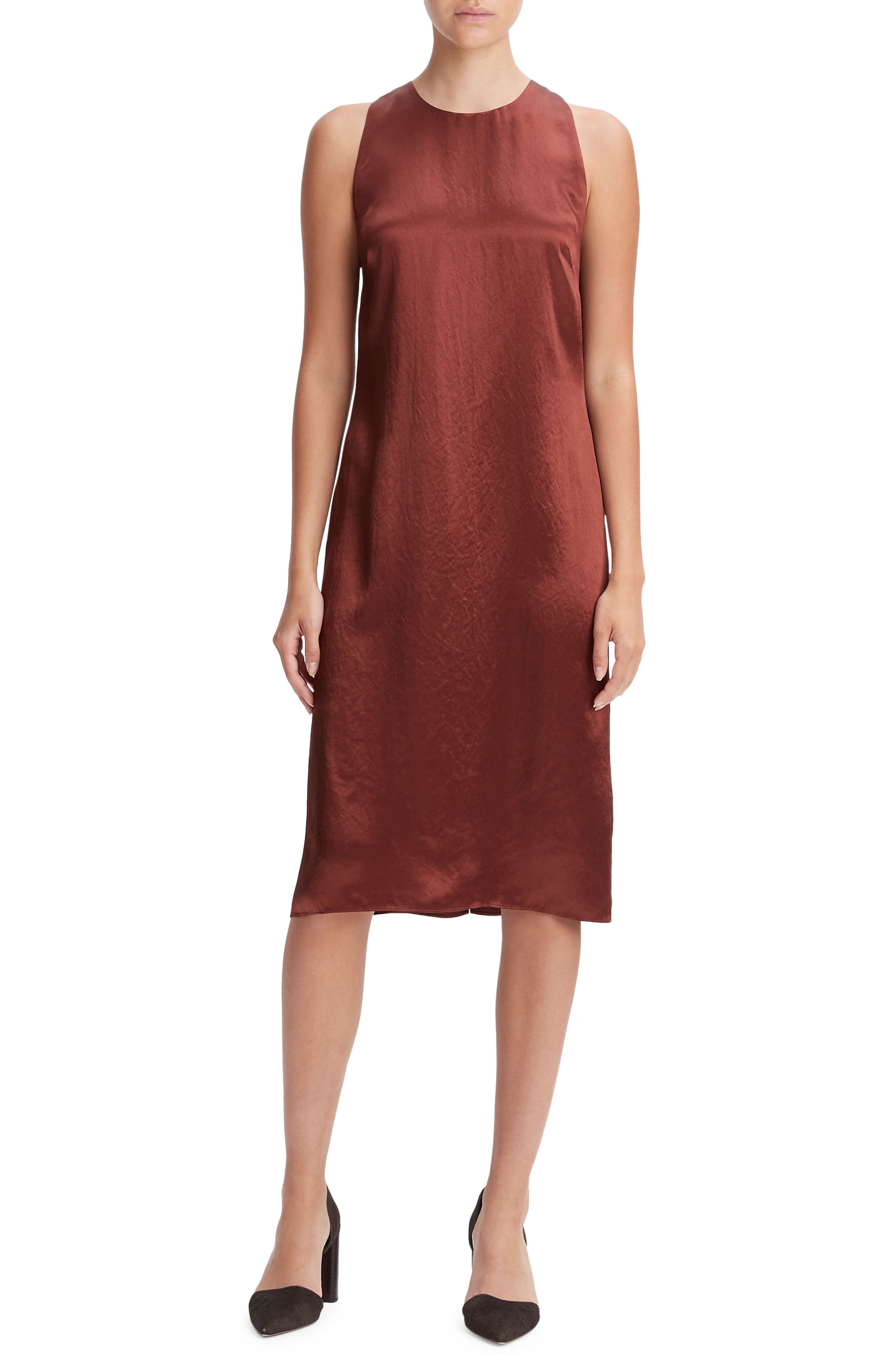 Hammered Satin Sleeveless Dress