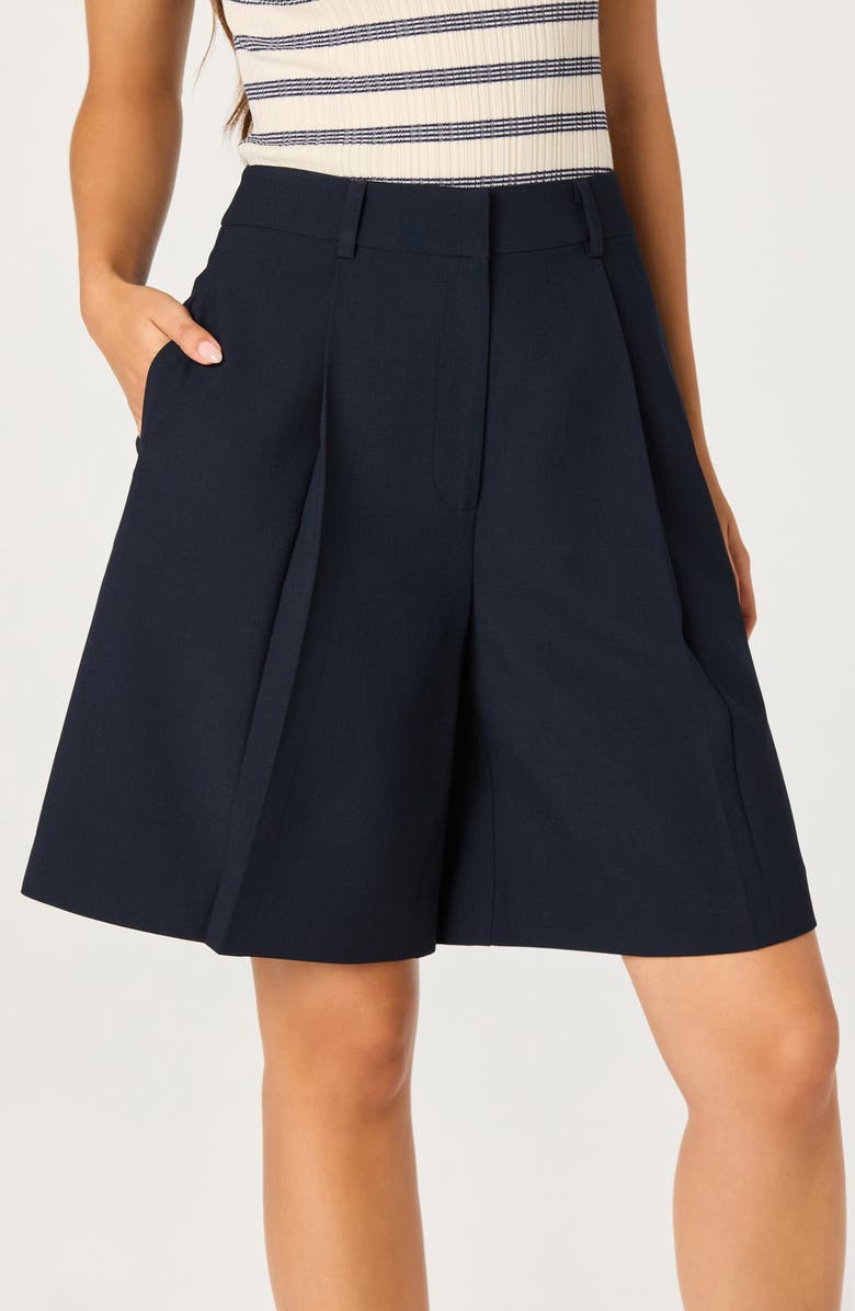 ASTR the Label Quillie Pleated Bermuda Shorts, Alternate, color, Navy