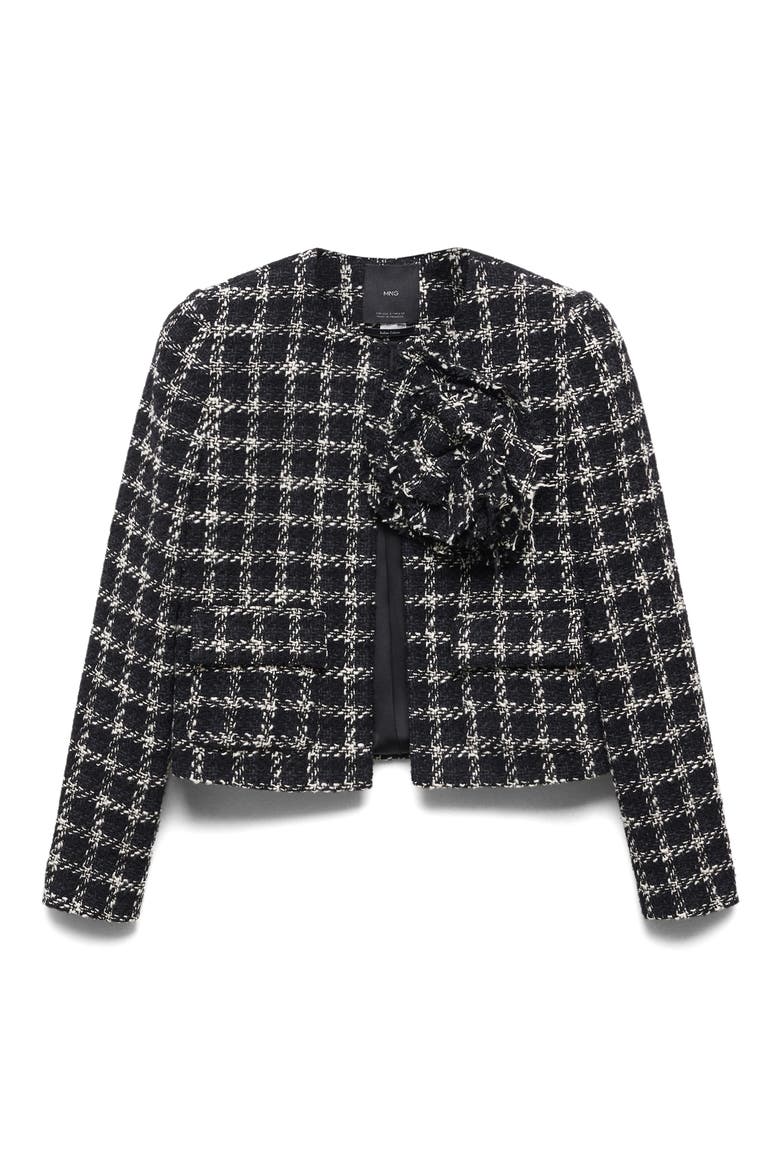 Floral Tweed Blazer, Alternate, color, BLACK