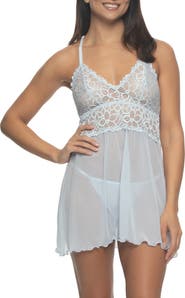 Black Bow Renee Racerback Chemise and G-String Panties