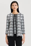 Ming Wang Heritage Monochrome Geometric Knit Jacket