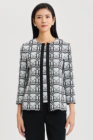 Ming Wang Heritage Monochrome Geometric Knit Jacket