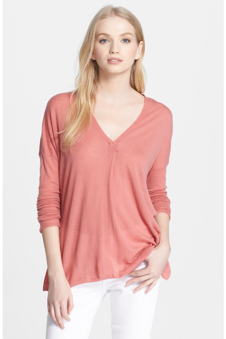 'Superwash' Double V-Neck Sweater, Main, color, ROSEWOOD