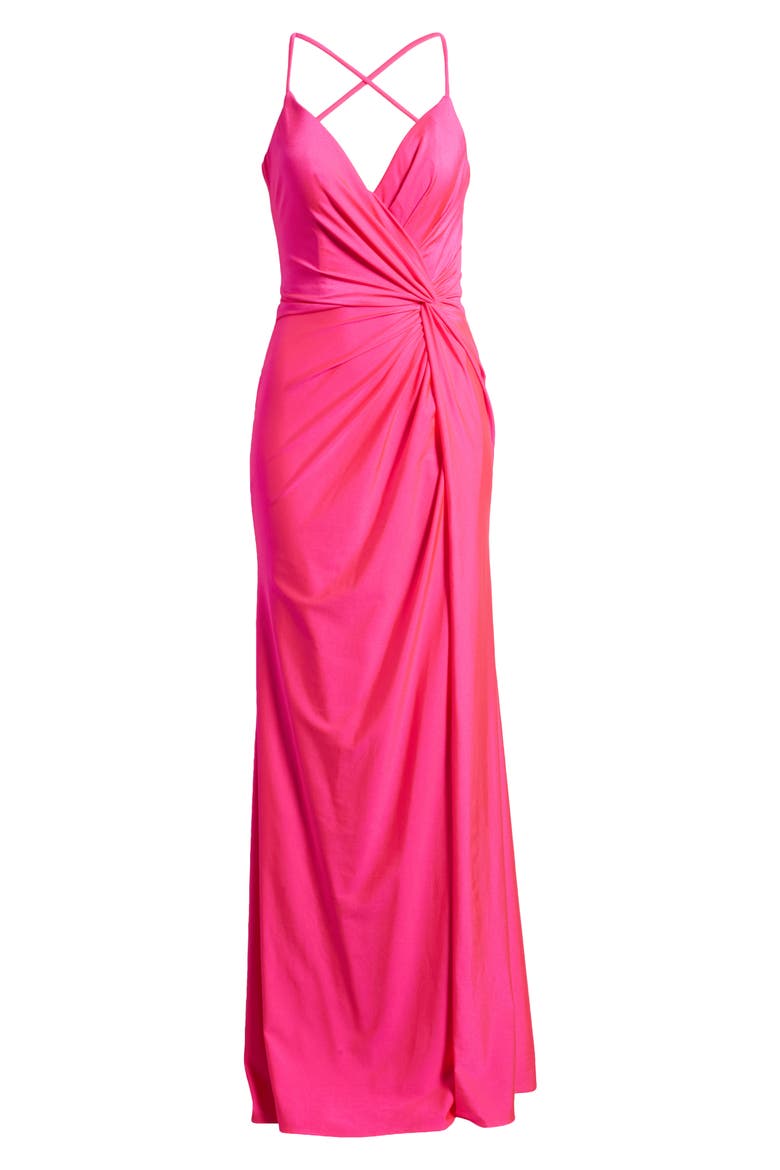 Strappy Back Jersey Gown, Alternate, color, HOT PINK