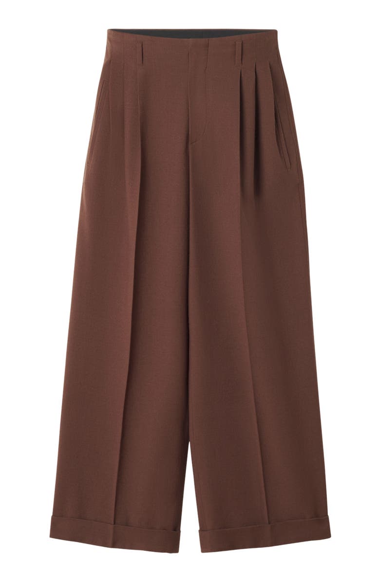 Lanvin Wide-Leg Flannel Pants in Woven Wool, Alternate, color,