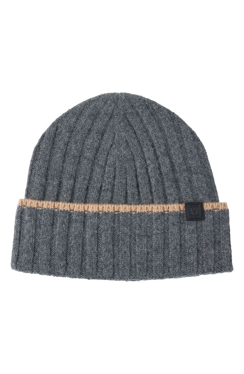 Bruno Magli Cashmere Wide Rib Beanie, Main, color, Med Grey