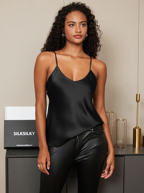 Silksilky Pure Silk Spaghetti Strap Camisoles In Black