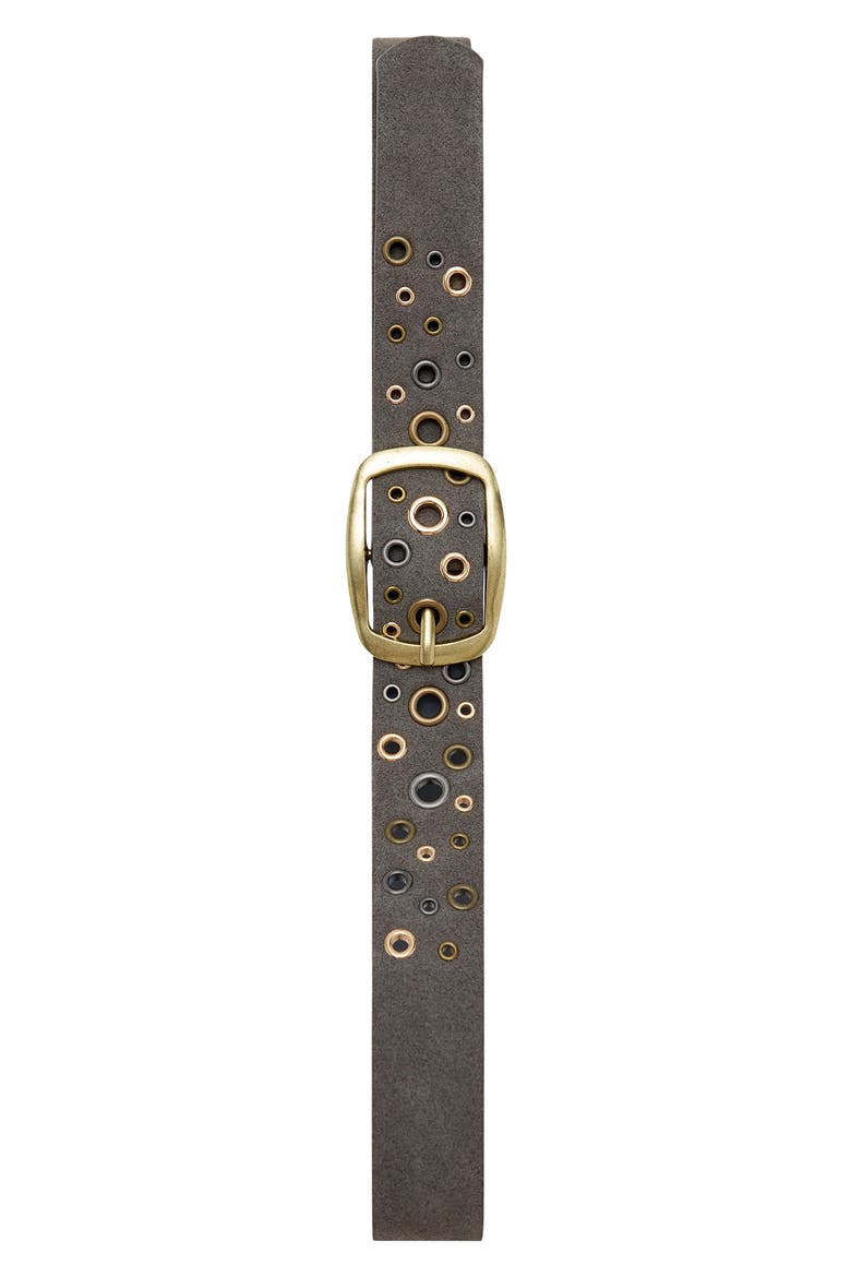 Leather Eyelet Belt, Alternate, color, GREY