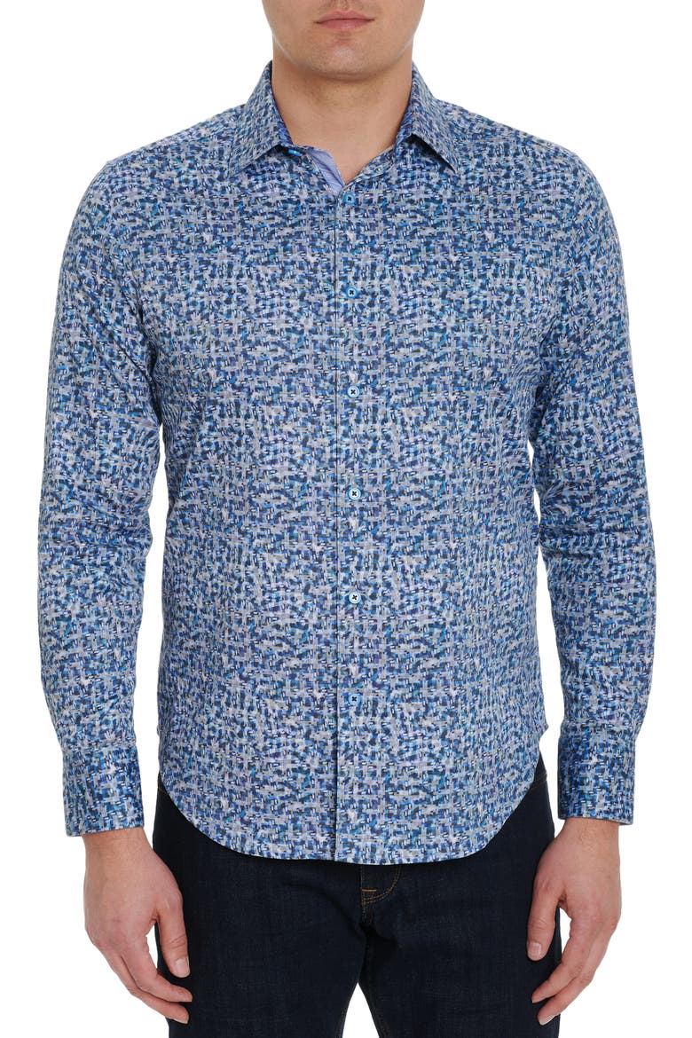 Labyrinth Button-Up Shirt, Main, color, BLUE