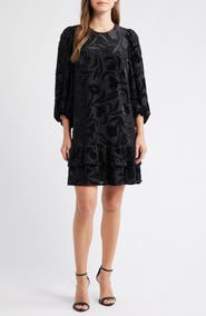 Anne Klein Metallic Floral Tiered Minidress