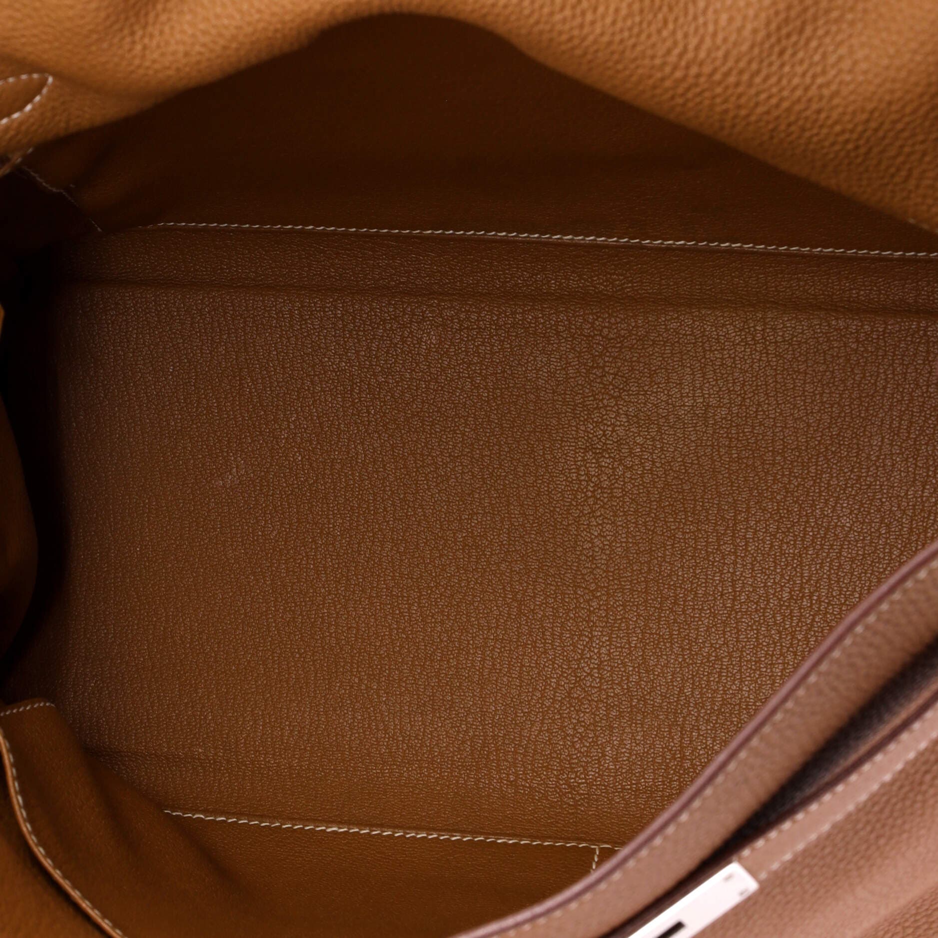 Pre-Owned Hermes Kelly Handbag Brown Togo with Palladium Hardware 35, Alternate, color, Gold