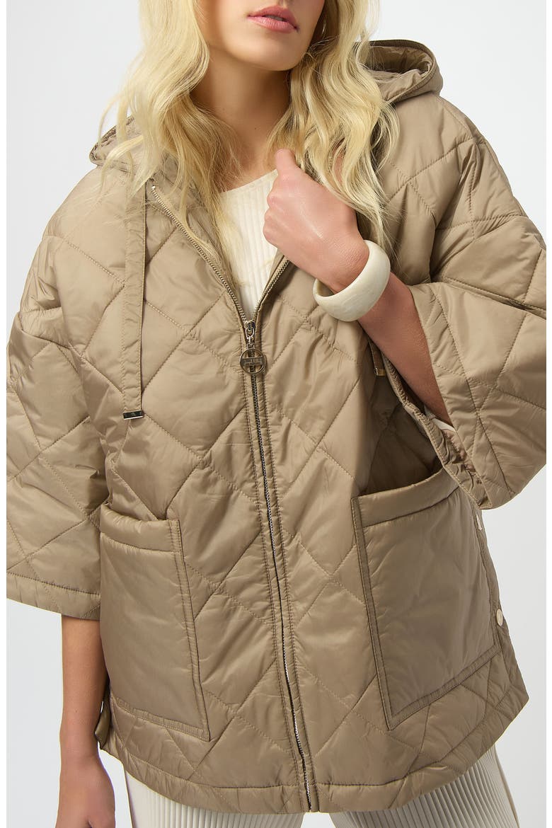 Diamond Quilted Zip Hooded Coat, Main, color, GOLD