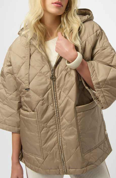 Diamond Quilted Zip Hooded Coat