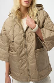 Joseph Ribkoff Diamond Quilted Zip Hooded Coat