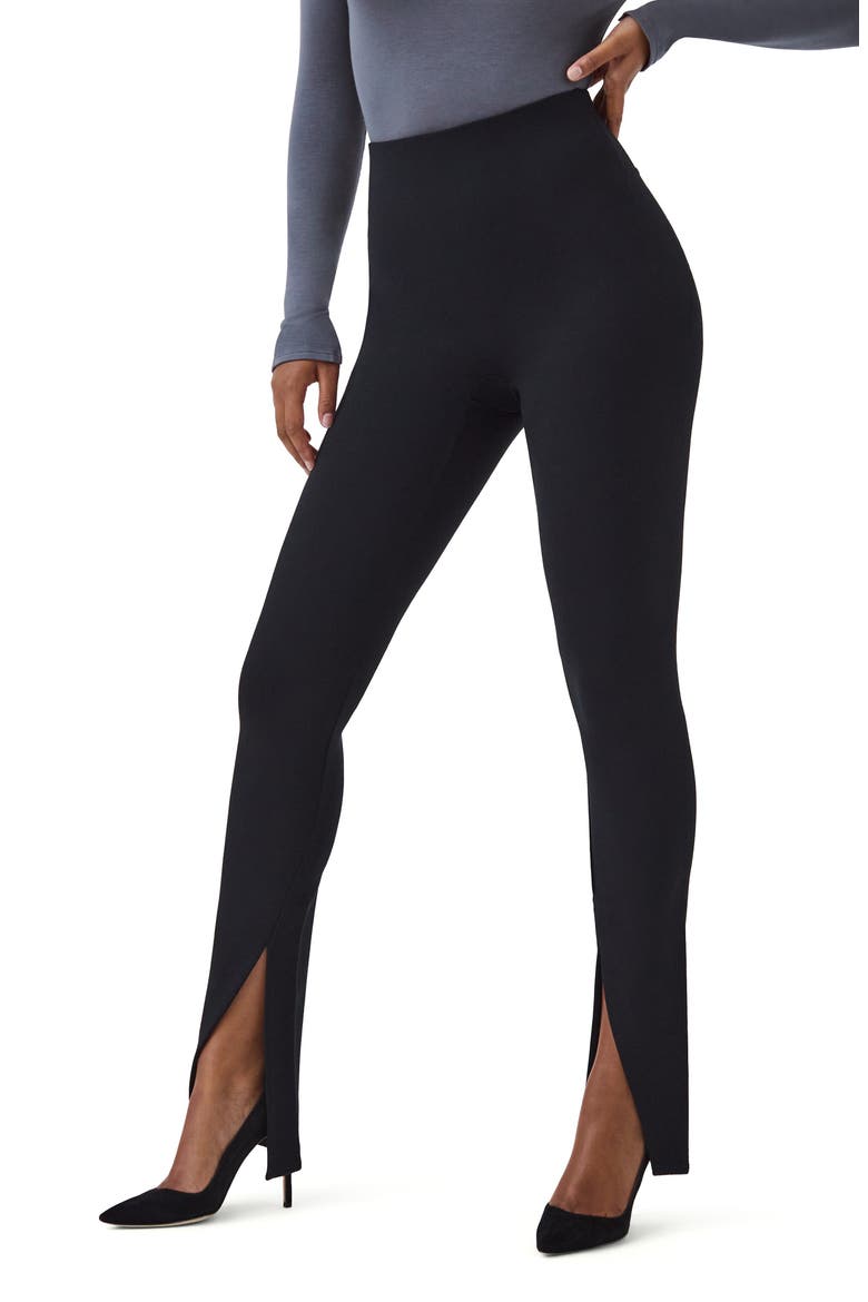 The Perfect Front Slit Leggings, Alternate, color, CLASSIC BLACK