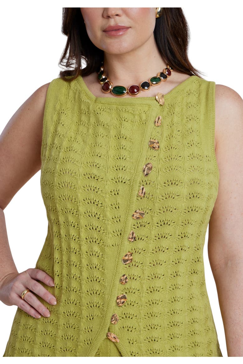 Pointelle Stitch Sweater Vest, Alternate, color, LENTIL SPROUT