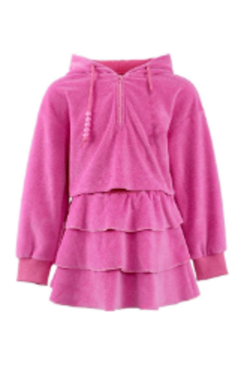 Mia Belle Girls Sweet Sorbet Ruffle Terry Hoodie and Ruffle Skirt Set, Main, color, Pink