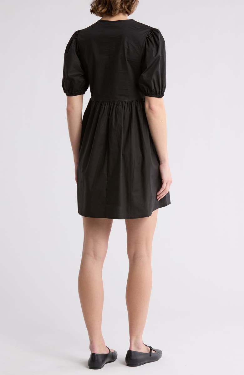 Know One Cares Tie Front Puff Sleeve Poplin Minidress, Alternate, color, 