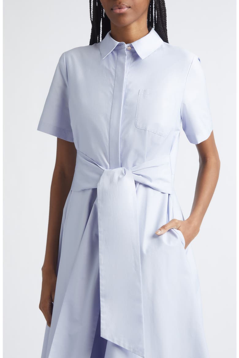 Megan Short Sleeve Tie Front Cotton Shirtdress, Alternate, color, OXFORD BLUE