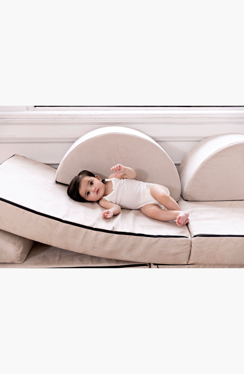 NoggiWear Ribbed Boys Bodysuit, Alternate, color, Taupe / White