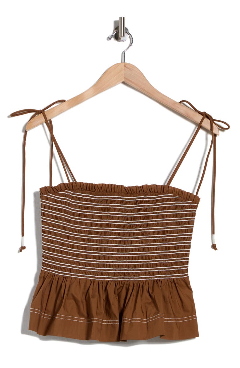 Veronica Beard Ophelia Smock Cotton Top, Alternate, color, Whisky