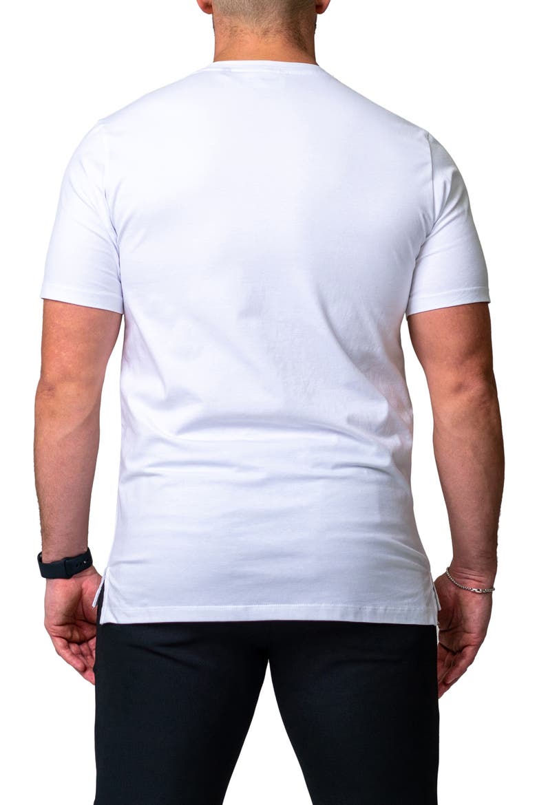 Mightymane White Embroidered Logo Stretch Cotton Graphic T-Shirt, Alternate, color, WHITE