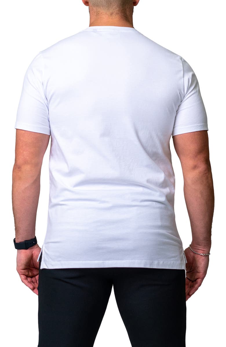 Maceoo Mightymane White Embroidered Logo Stretch Cotton Graphic T-Shirt, Alternate, color, White