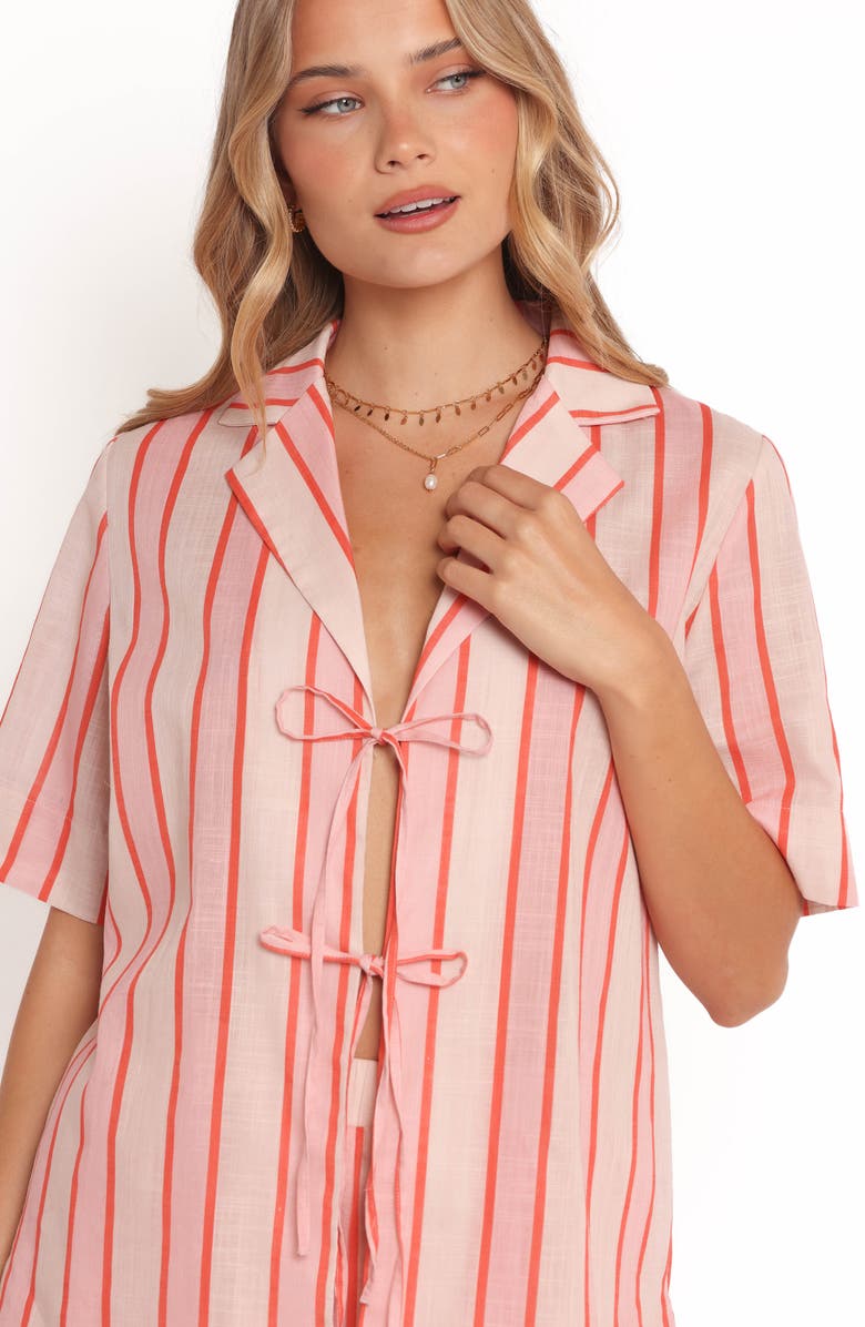 Petal & Pup Aaliyah Stripe Cotton Tie Front Top, Alternate, color, 