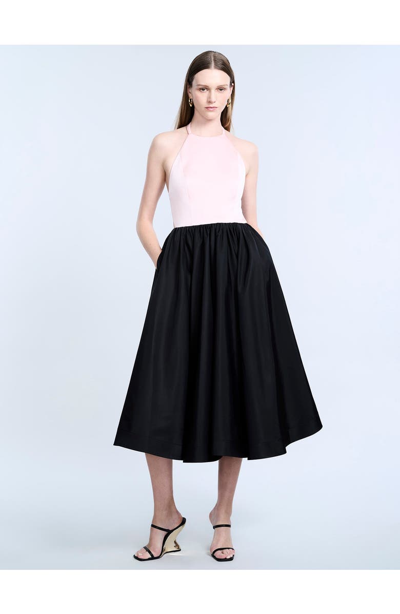 BCBGMAXAZRIA Halter Tea Length Dress, Main, color, 