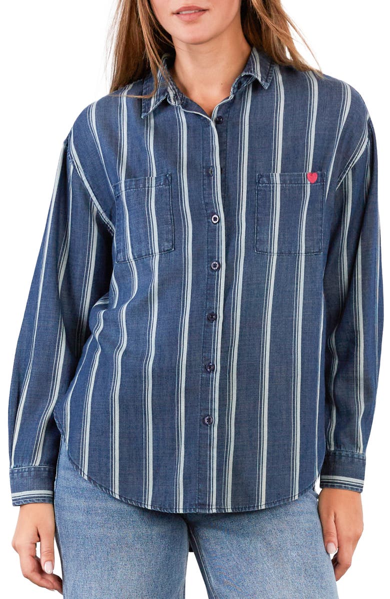 Billy T Worry-Free Stripe Button Front Shirt, Main, color, 